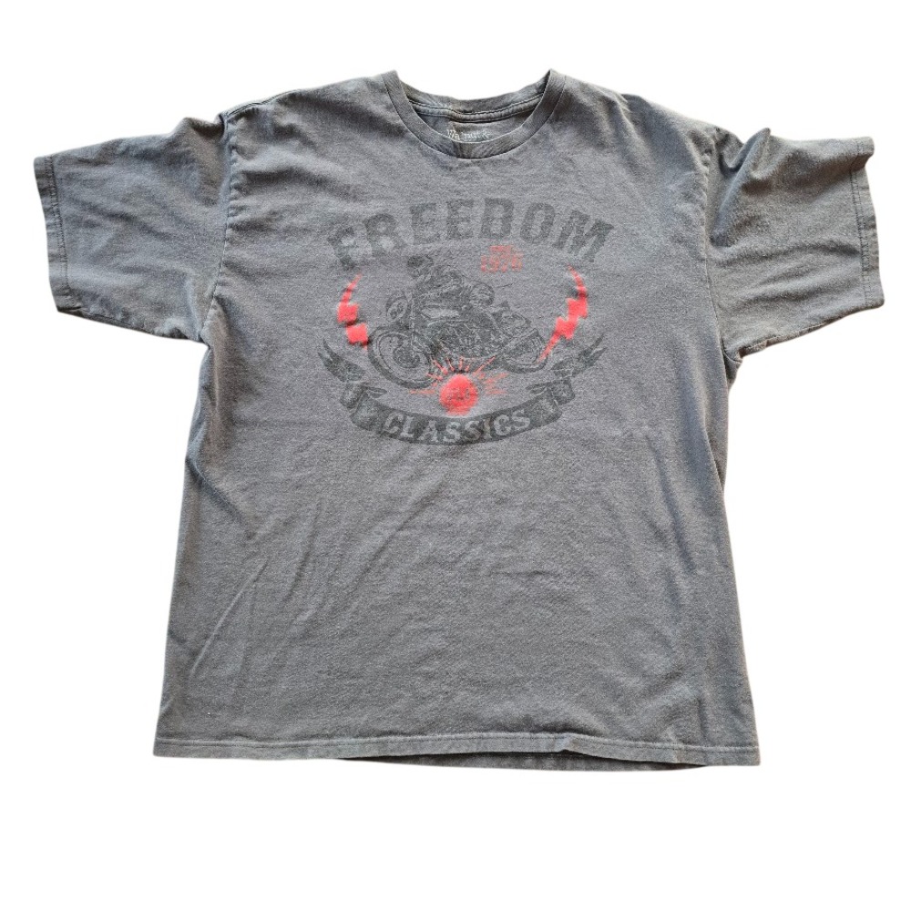 Walnut & 39th Gray Freedom Classics Motorcycle Graphic Tee‎ Mens XL Biker Retro